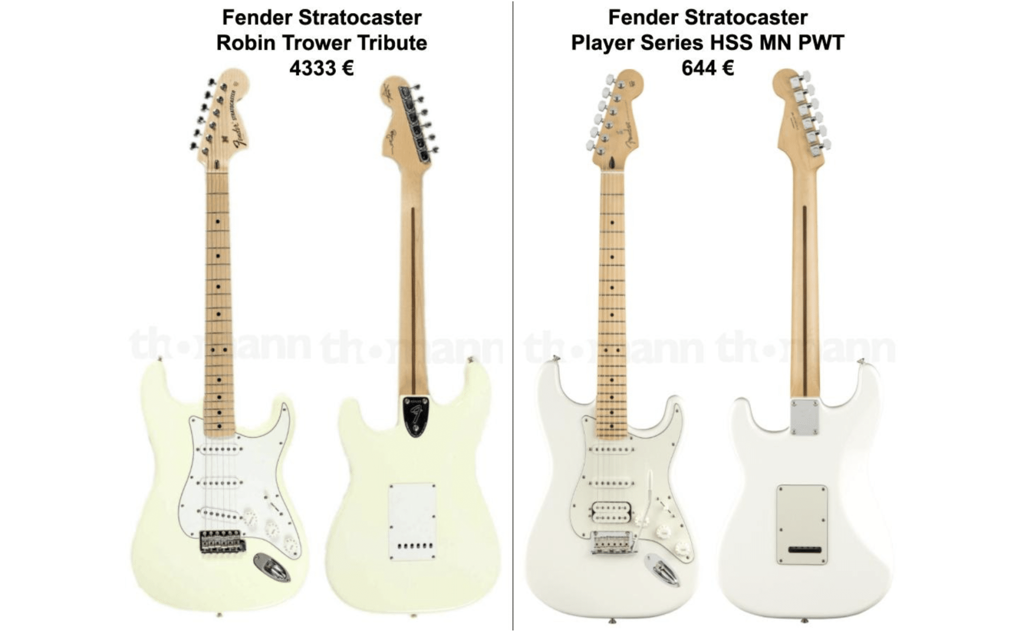 Fender Stratocaster - comparaison des modèles